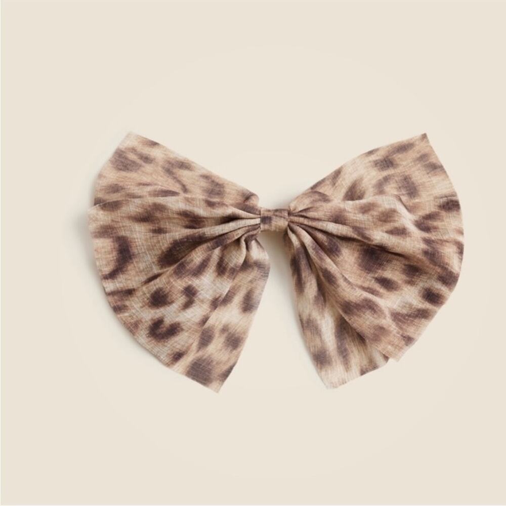 J. Crew brown leopard Sheer bow hair clip barrette